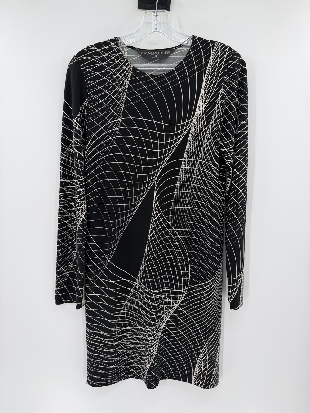 Kamali Culture Electric Circus Geometric Print LS Jersey Dress - Black/White - S